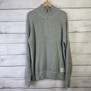 Vtg Polo Jeans Co Ralph Lauren Gray Pullover Collard Sweater Quarter Zip Size XL